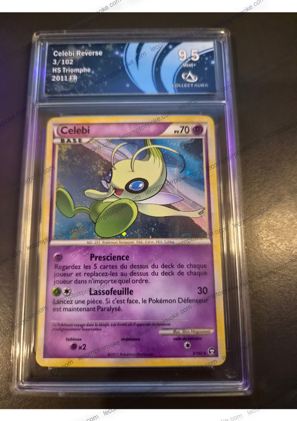 Celebi Reverse 3/102 — HS Triomphe FR 2011 — Gradé Collect Aura 9.5 Mint+